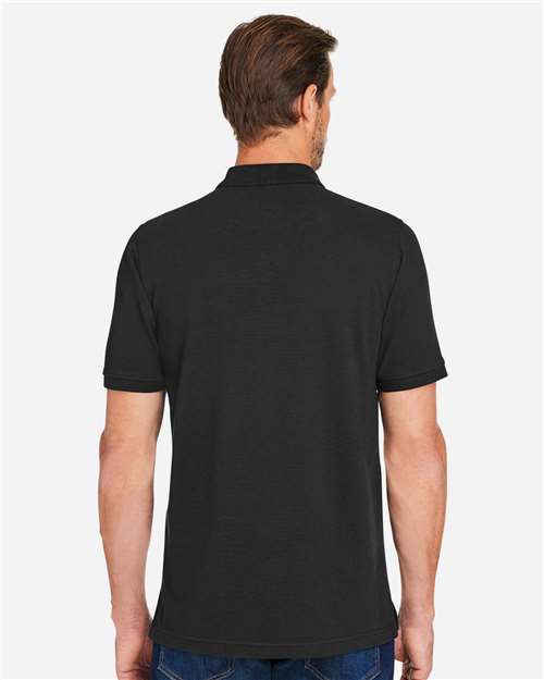 Harriton M205 Men's Valiant Cotton Snag Protect Polo - Black - model back