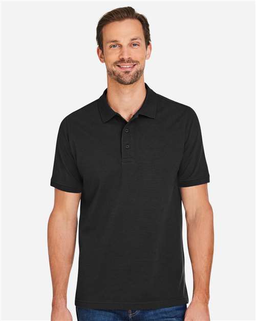 Harriton M205 Men's Valiant Cotton Snag Protect Polo - Black - model front