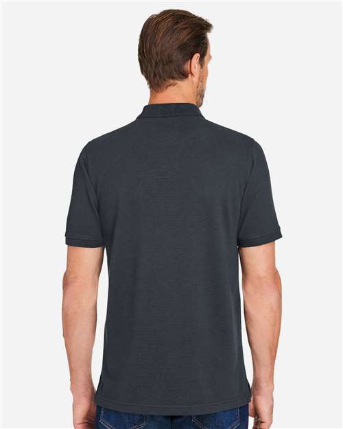 Harriton M205 Men's Valiant Cotton Snag Protect Polo - Dark Charcoal - model back