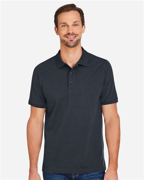 Harriton M205 Men's Valiant Cotton Snag Protect Polo - Dark Charcoal - model front