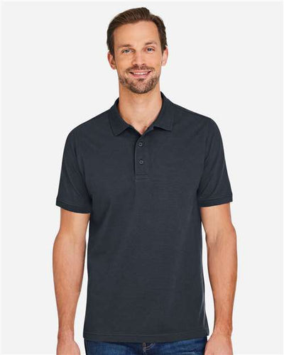 Harriton M205 Men's Valiant Cotton Snag Protect Polo - Dark Charcoal - model front