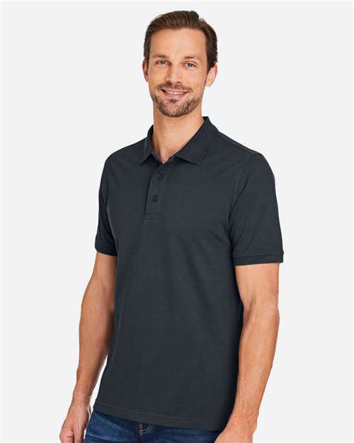 Harriton M205 Men's Valiant Cotton Snag Protect Polo - Dark Charcoal - model side