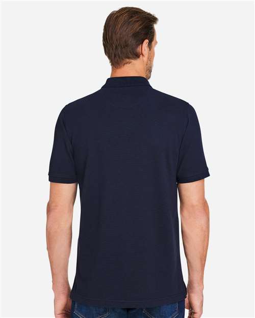 Harriton M205 Men's Valiant Cotton Snag Protect Polo - Dark Navy - model back