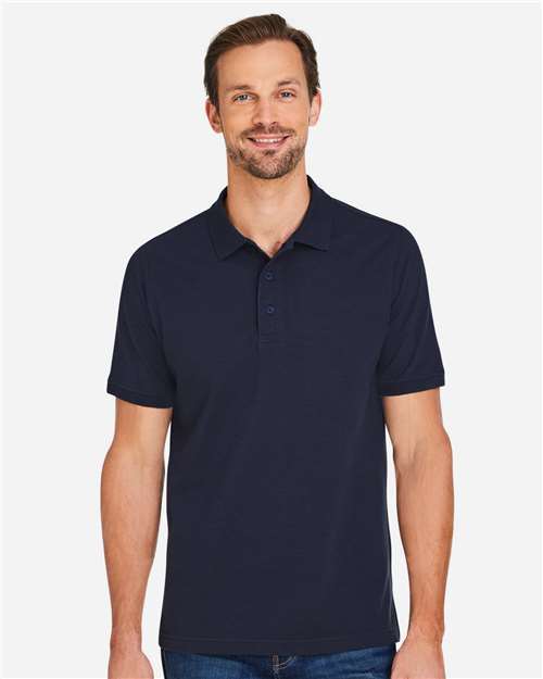Harriton M205 Men's Valiant Cotton Snag Protect Polo - Dark Navy - model front