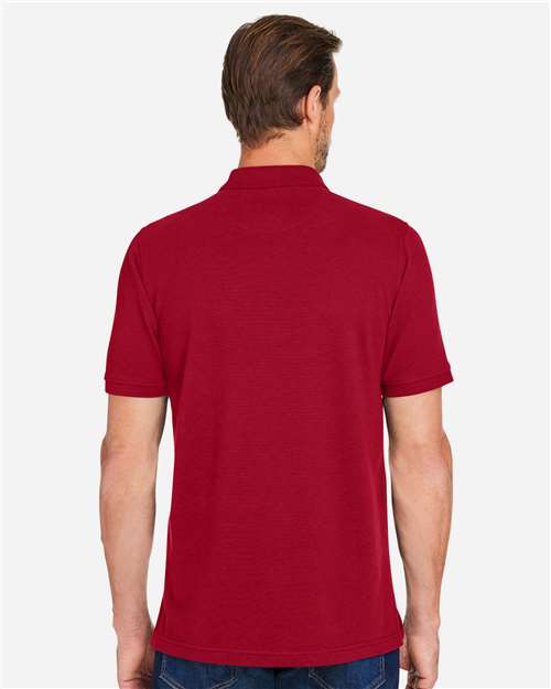 Harriton M205 Men's Valiant Cotton Snag Protect Polo - Red - model back