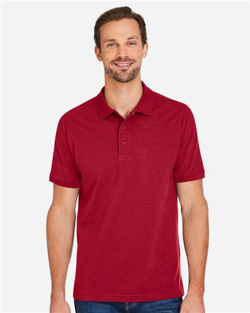 Harriton M205 Men's Valiant Cotton Snag Protect Polo - Red - model front