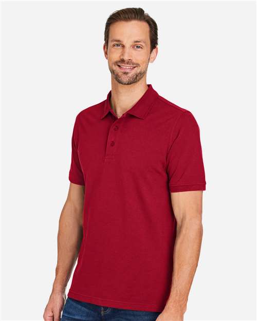 Harriton M205 Men's Valiant Cotton Snag Protect Polo - Red - model side