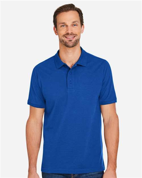 Harriton M205 Men's Valiant Cotton Snag Protect Polo - True Royal - model front