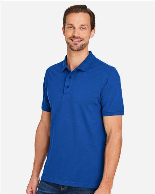 Harriton M205 Men's Valiant Cotton Snag Protect Polo - True Royal - model side