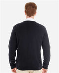 Harriton M425 Men's Pilbloc V-Neck Button Cardigan Sweater - Black - model back