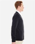 Harriton M425 Men's Pilbloc V-Neck Button Cardigan Sweater - Black - model side