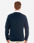 Harriton M425 Men's Pilbloc V-Neck Button Cardigan Sweater - Dark Navy - model back