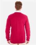 Harriton M425 Men's Pilbloc V-Neck Button Cardigan Sweater - Red - model back