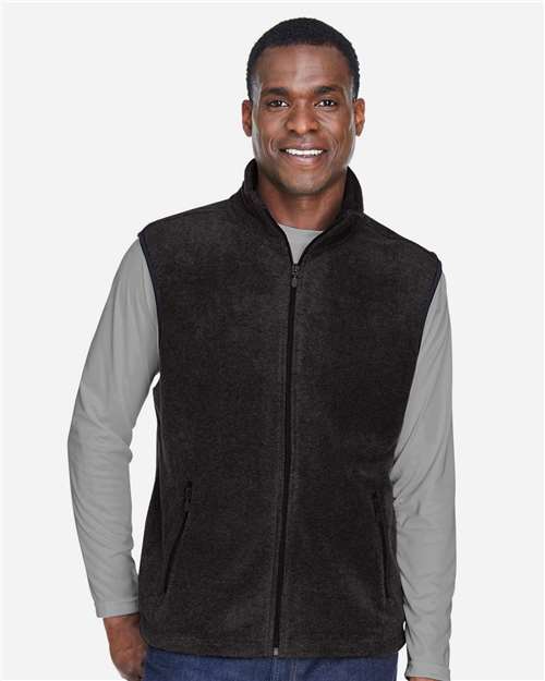 Harriton M985 Unisex Fleece Full-Zip Vest - Black - model front