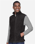 Harriton M985 Unisex Fleece Full-Zip Vest - Black - model side