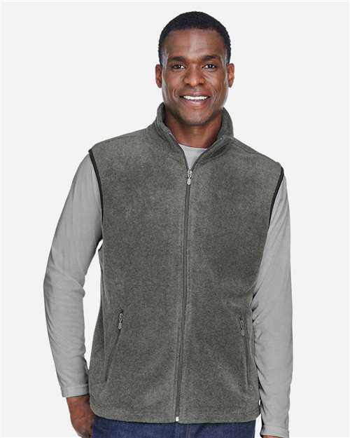 Harriton M985 Unisex Fleece Full-Zip Vest - Charcoal - model front