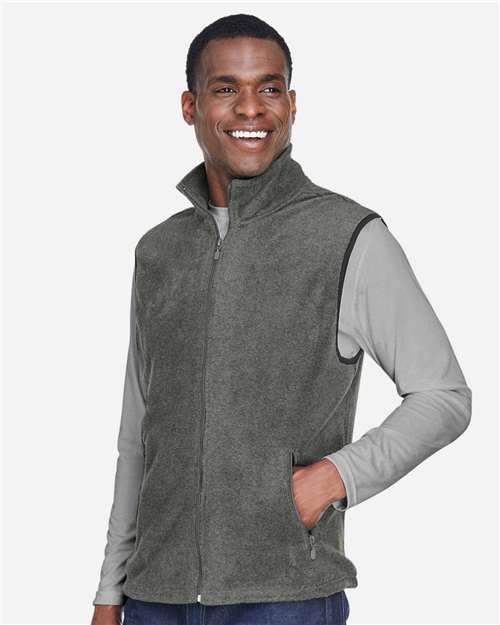 Harriton M985 Unisex Fleece Full-Zip Vest - Charcoal - model side
