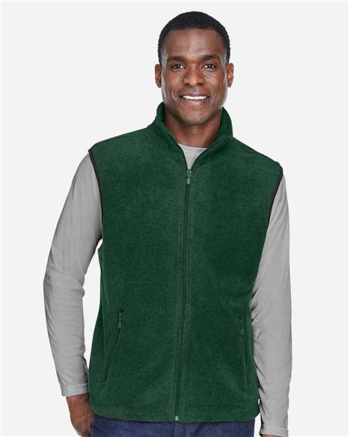 Harriton M985 Unisex Fleece Full-Zip Vest - Hunter - model front