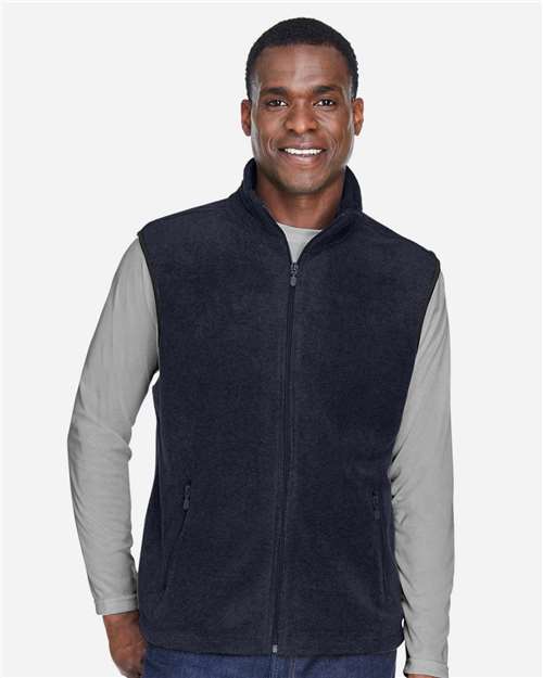 Harriton M985 Unisex Fleece Full-Zip Vest - Navy - model front