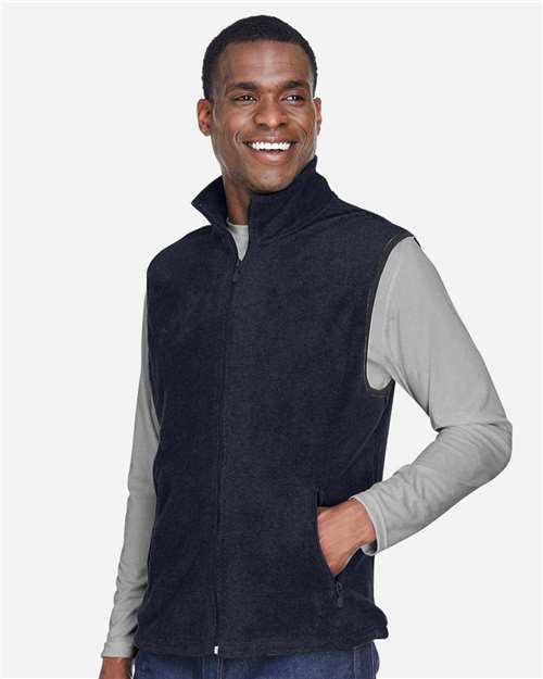 Harriton M985 Unisex Fleece Full-Zip Vest - Navy - model side