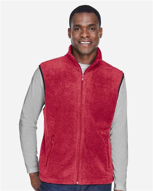 Harriton M985 Unisex Fleece Full-Zip Vest - Red - model front