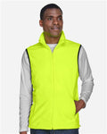 Harriton M985 Unisex Fleece Full-Zip Vest - Safety Yellow - model front