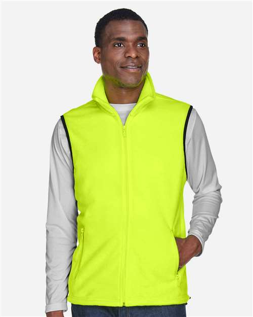 Harriton M985 Unisex Fleece Full-Zip Vest - Safety Yellow - model front