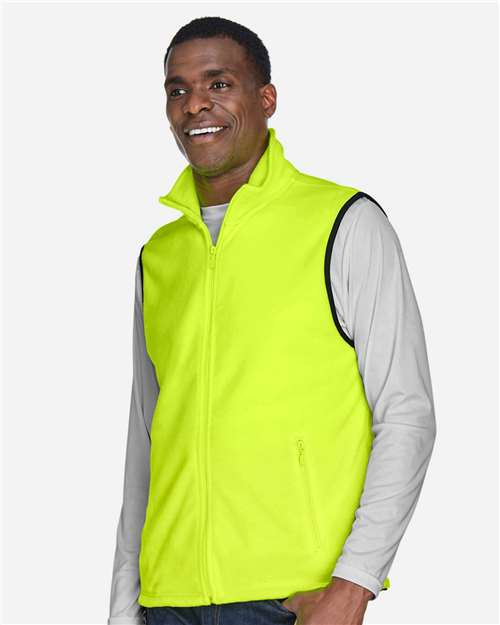 Harriton M985 Unisex Fleece Full-Zip Vest - Safety Yellow - model side