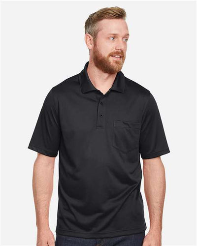 Harriton M348P Men's Advantage Snag Protection Plus IL Pocket Polo - Black - model front