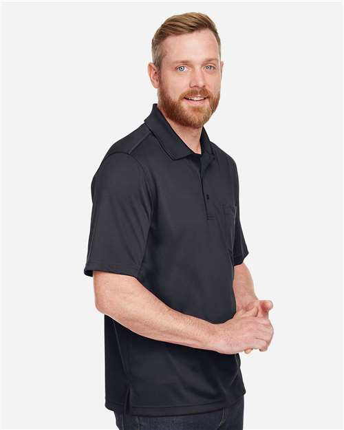 Harriton M348P Men's Advantage Snag Protection Plus IL Pocket Polo - Black - model side