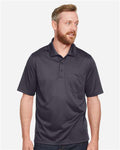Harriton M348P Men's Advantage Snag Protection Plus IL Pocket Polo - Dark Charcoal - model front