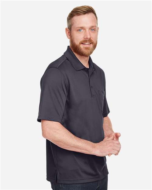 Harriton M348P Men's Advantage Snag Protection Plus IL Pocket Polo - Dark Charcoal - model side