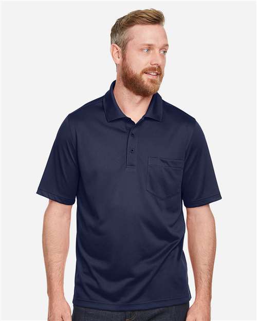 Harriton M348P Men's Advantage Snag Protection Plus IL Pocket Polo - Dark Navy - model front