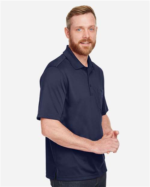 Harriton M348P Men's Advantage Snag Protection Plus IL Pocket Polo - Dark Navy - model side