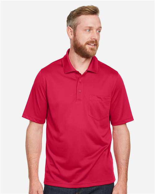 Harriton M348P Men's Advantage Snag Protection Plus IL Pocket Polo - Red - model front