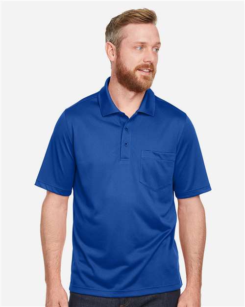 Harriton M348P Men's Advantage Snag Protection Plus IL Pocket Polo - True Royal - model front