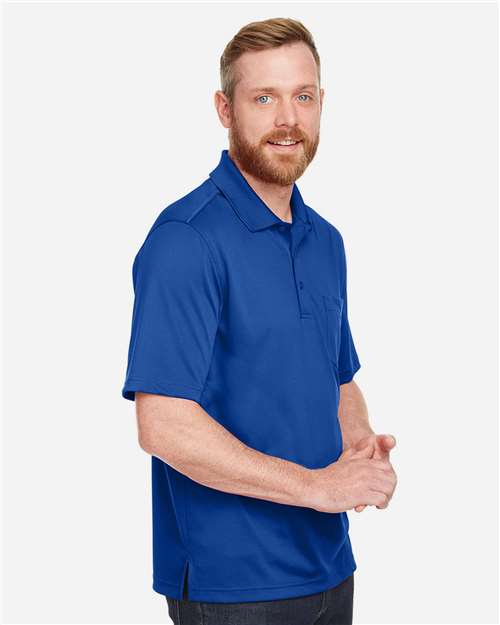 Harriton M348P Men's Advantage Snag Protection Plus IL Pocket Polo - True Royal - model side