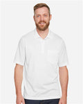 Harriton M348P Men's Advantage Snag Protection Plus IL Pocket Polo - White - model front