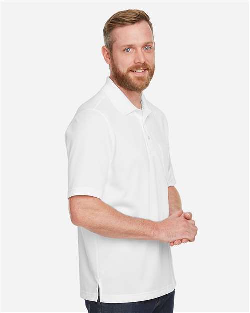 Harriton M348P Men's Advantage Snag Protection Plus IL Pocket Polo - White - model side
