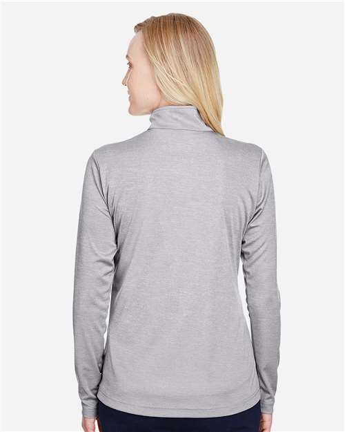 Team 365 TT31HW Women's Zone Sonic Heather Performance Quarter-Zip Pullover - Athletic Heather - model back