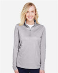 Team 365 TT31HW Women's Zone Sonic Heather Performance Quarter-Zip Pullover - Athletic Heather - model front