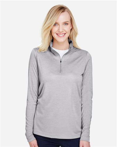 Team 365 TT31HW Women's Zone Sonic Heather Performance Quarter-Zip Pullover - Athletic Heather - model front