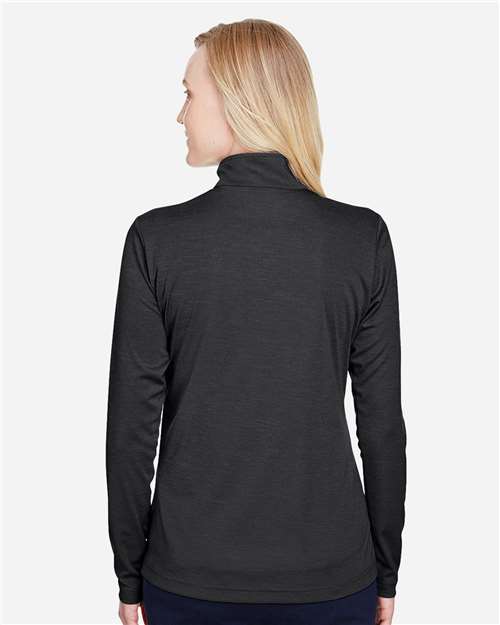 Team 365 TT31HW Women's Zone Sonic Heather Performance Quarter-Zip Pullover - Black Heather - model back