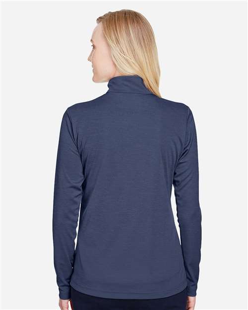 Team 365 TT31HW Women's Zone Sonic Heather Performance Quarter-Zip Pullover - Sport Dark Navy Heather - model back