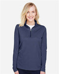Team 365 TT31HW Women's Zone Sonic Heather Performance Quarter-Zip Pullover - Sport Dark Navy Heather - model front