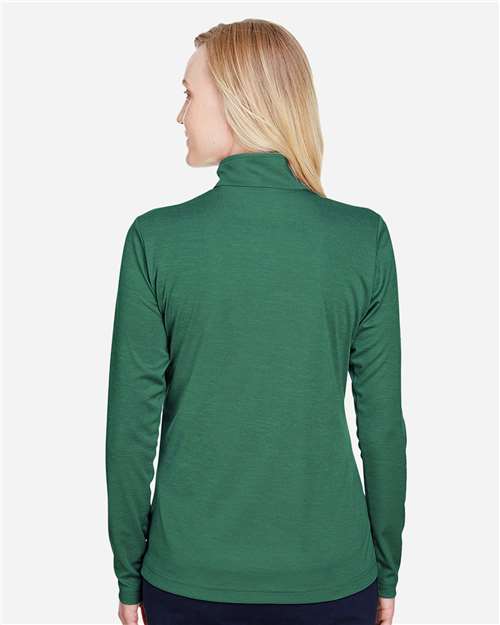 Team 365 TT31HW Women's Zone Sonic Heather Performance Quarter-Zip Pullover - Sport Forest Heather - model back