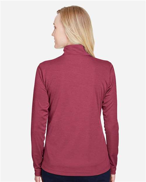 Team 365 TT31HW Women's Zone Sonic Heather Performance Quarter-Zip Pullover - Sport Maroon Heather - model back