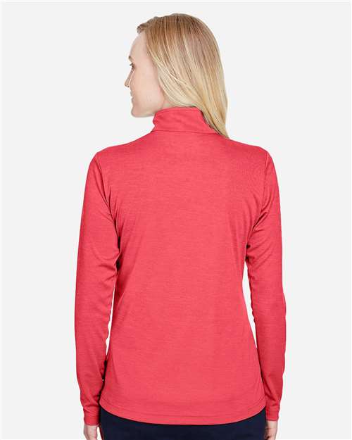 Team 365 TT31HW Women's Zone Sonic Heather Performance Quarter-Zip Pullover - Sport Red Heather - model back