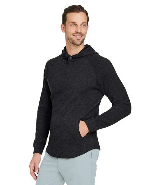 Swannies SWC100 Unisex Camden Hooded Pullover - Black/ Heather - model side