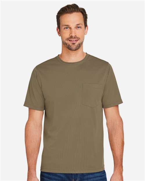 Harriton M118 Unisex Charge Snag and Soil Protect T-Shirt - Coyote Brown - model front